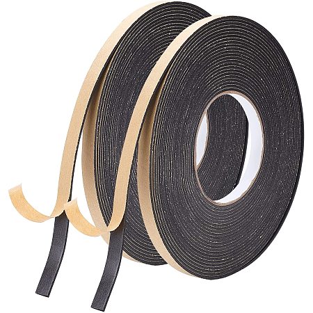 SUPERFINDINGS 2 Rolls Total 65.6 Feet Wide Size Window Foam Strip 0.39Inch Width Single-Sided Adhesive EVA Seal Foam Strip Soundproofing Sealing Tape for Doors and Windows Insulation