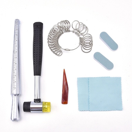 ARRICRAFT US Sizes Ring Measurement Repair Tool, Mandrel Stick Finger Gauge Ring Sizer Measuring Jewelry Tool Set Ring Size, Platinum, 247x24.5x23mm