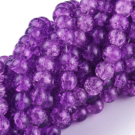 Arricraft Blue Violet Crackle Glass Round Beads Strands for DIY Jewelry, 8mm, Hole: 1.3~1.6mm, 31.4 inches