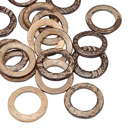 ARRICRAFT 20pcs Annular Coconut Linking Rings Blank Cutout Round Wood Rings Charms Connectors for Jewelry and Craft Making, 38x25mmx2~5mm