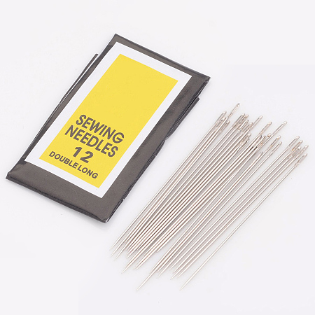 Honeyhandy Iron Sewing Needles, Darning Needles, Platinum, 0.45mm thick, 40mm long, hole: 0.3mm, 25pcs/bag