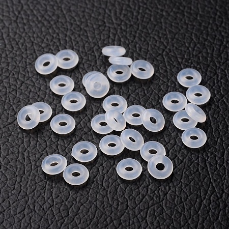 ARRICRAFT Rubber O Rings, Donut Spacer Beads, Fit European Clip Stopper Beads, Clear, 6x2mm, Hole: 3mm