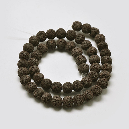 Honeyhandy Natural Lava Rock Round Bead Strands, Dyed, Coffee, 8mm, Hole: 1mm, about 50pcs/strand, 15.7 inch