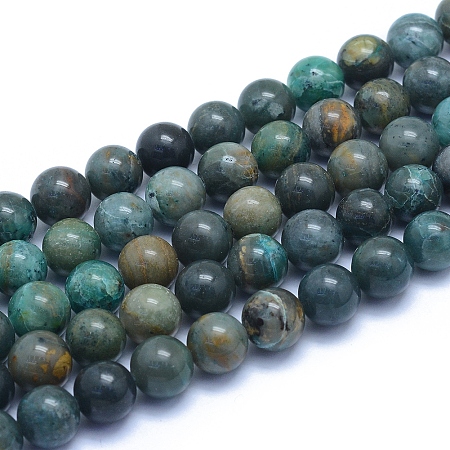Natural Chrysocolla Beads Strands, Round, 8~8.5mm, Hole: 0.8mm; about 50pcs/strand, 15.55 inches(39.5cm)