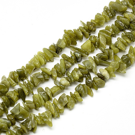 Honeyhandy Natural Peridot Beads Strands, Chip, 5~13x5~13x1~7mm, Hole: 1mm, about 240~420pcs/strand, 34.6 inch
