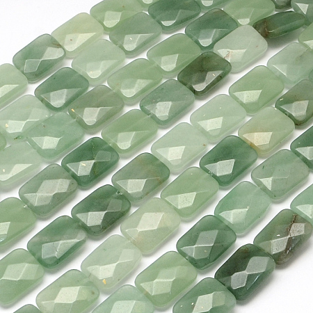 Honeyhandy Faceted Rectangle Green Aventurine Beads Strands, 16x12~13x5~6mm, Hole: 1mm, about 13pcs/strand, 8.26 inch