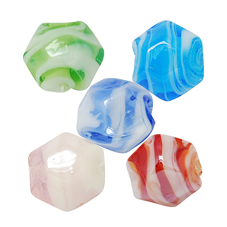 ARRICRAFT Handmade Lampwork Beads, Pearlized, Faceted, Heart, Mixed Color, 11x13x10mm, Hole: 2mm