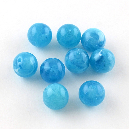Honeyhandy Round Imitation Gemstone Acrylic Beads, Deep Sky Blue, 8mm, Hole: 2mm
