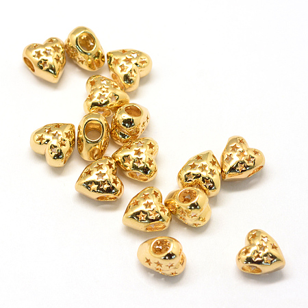 Honeyhandy Alloy European Beads, Large Hole Beads, Heart, Golden, 11x10.5x7.5mm, Hole: 4mm