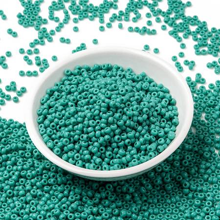 MIYUKI Round Rocailles Beads, Japanese Seed Beads, 8/0, (RR412) Opaque Turquoise Green, 8/0, 3mm, Hole: 1mm, about 866pcs/10g