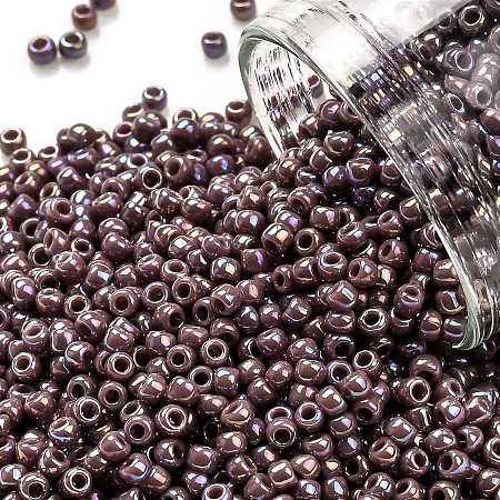 TOHO Round Seed Beads, Japanese Seed Beads, (412) Opaque AB Lavender, 11/0, 2.2mm, Hole: 0.8mm, about 1103pcs/10g