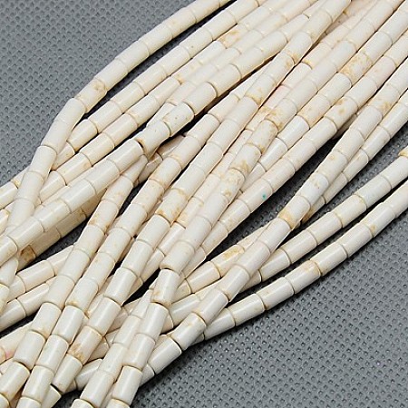 Honeyhandy Synthetic Turquoise Beads Strands, Dyed, Column, Creamy White, 6x4mm, Hole: 1mm, about 64pcs/strand, 15.5 inch