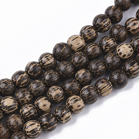 Honeyhandy Undyed & Natural Bodhi Wood Beads Strands, Waxed, Round, Saddle Brown, 9x8mm, Hole: 2mm, about 102pcs/strand, 31.89 inch