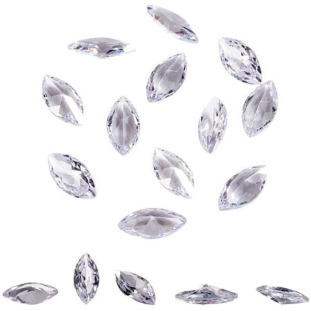 PandaHall Elite 100 pcs Horse Eye Shaped Clear Cubic Zircon Stone Loose Faceted Pointed Back Cabochons for Earring Bracelet Pendants Jewelry DIY Craft Making