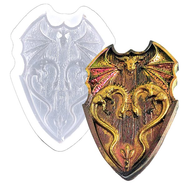 Honeyhandy Shield & Dragon Display Decoration Silicone Molds, Resin ...