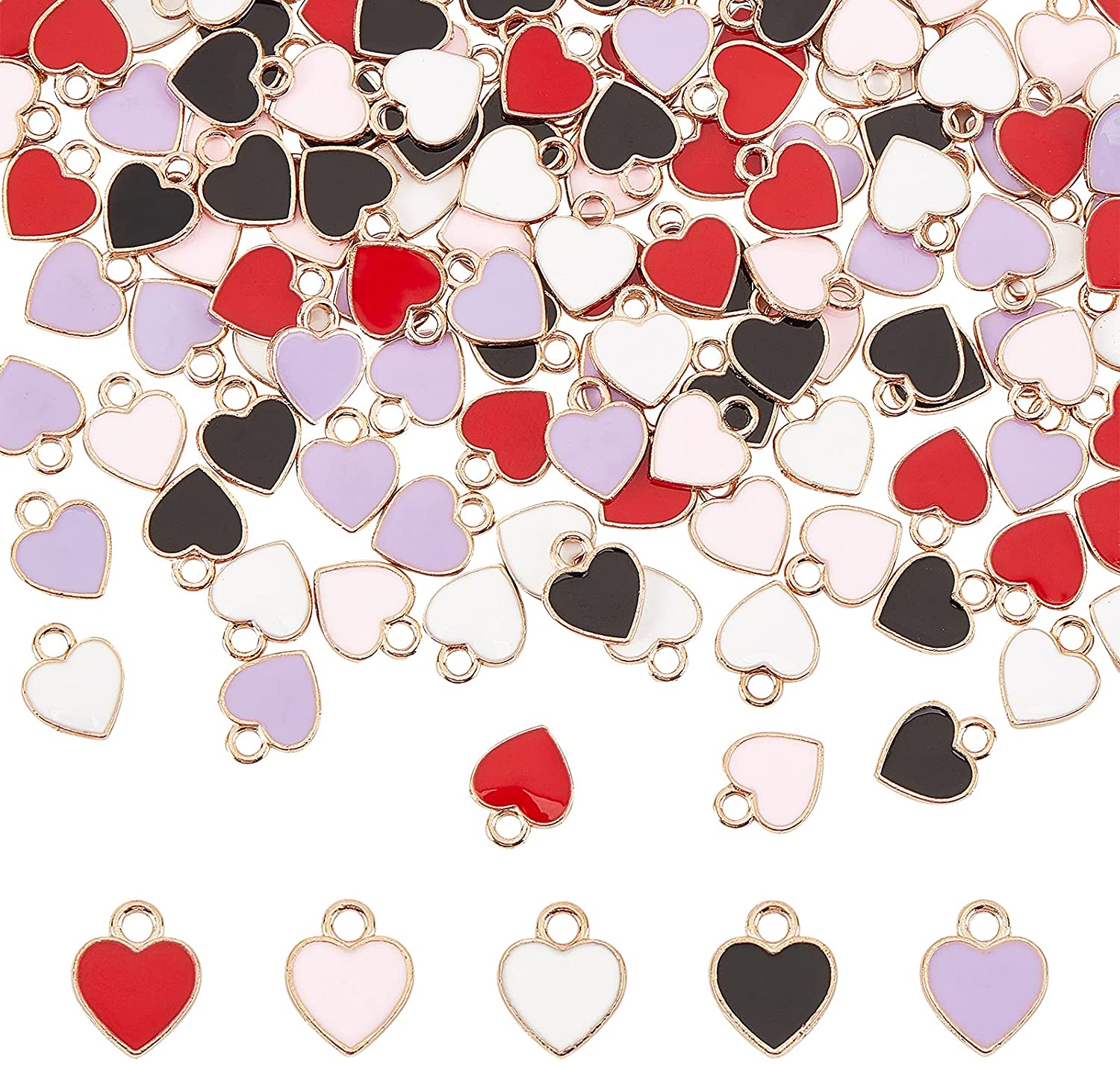 Red Love Heart Alloy Pendant For Necklace Bracelets Earring Diy Jewelry Making 