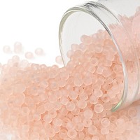 TOHO Round Seed Beads, Japanese Seed Beads, (11F) Transparent Frost Rosaline, 11/0, 2.2mm, Hole: 0.8mm, about 1110pcs/bottle, 10g/bottle