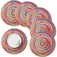 FINGERINSPIRE 6 Sets Round Braided Place Mats 15 Inches Diameter Colorful Sateen-Dyed Ramie EVA Cup Mat Woven Scalding Table Mat Non-Slip Dining Tables Mats for Dining Kitchen Room Restaurant Table
