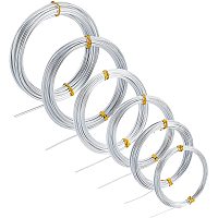 Pandahall Elite 6 Sizes Aluminum Craft Wire Silver Aluminum Wire Bendable Metal Wire Tarnish Resistant Beading Wire for Jewelry Making Artistic Work, 55m/180 Feet in Total, 10 12 15 17 18 20 Guage