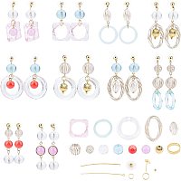 SUNNYCLUE DIY 10 Pairs Summer Transparent Acrylic Earring Making Kit Glass Beads Brass Stud Earrings Findings & Bead Frames & Jump Rings & Pins & Earring Backs for Beginners Jewelry Making Supplies