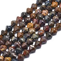 Natural Pietersite Beads Strands, Faceted, Bicone, 8x7.5mm, Hole: 1mm, about 48pcs/strand, 15.55 inch(39.5cm)