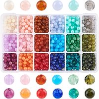 NBEADS 900 Pcs Round Acrylic Beads for Jewellery Making, 18 Colors 6mm Spacer Beads Imitation Gemstone Plastic Beads with Ink Patterns for Bracelet Necklace Making DIY Craft Key Chains