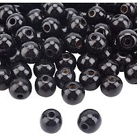 PandaHall Elite 100pcs Black Wooden Beads, 20mm Round Loose Beads Smooth Painted Bead Spacers for Bracelet Necklace Jewelry, Macrame, Garland, Home Wall Hanging Decor, Hole 4.5mm