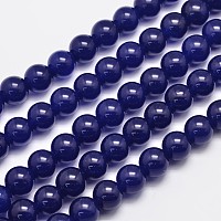 ARRICRAFT Natural & Dyed Malaysia Jade Bead Strands, Round, Midnight Blue, 10mm, Hole: 1.0mm, about 38pcs/strand, 15 inch