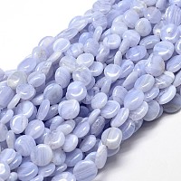 Nbeads Natural Blue Lace Agate Gemstone Nuggets Bead Strands, 9~12x8~13x5~7mm, Hole: 1mm; about 15.3"~15.7"