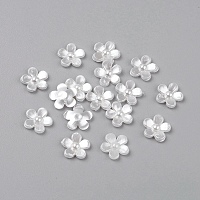 Honeyhandy Scrapbooking Flower Acrylic Pearl Cabochons Flat Back Embellishments for Jewelry, Dyed, White, 11x2mm