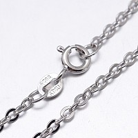 Honeyhandy Sterling Silver Cable Chains Necklaces, with Spring Ring Clasps, Platinum, 22 inch, 1.3mm