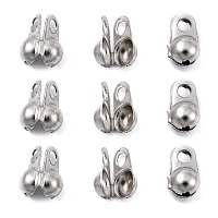 Honeyhandy 304 Stainless Steel Bead Tips, Calotte Ends, Clamshell Knot Cover, Stainless Steel Color, 8x4mm, Hole: 2mm