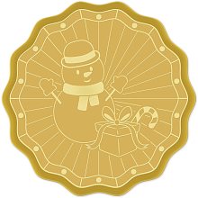 CRASPIRE 100pcs Embossed Foil Stickers Snowman Christmas Gold Foil Certificate Seals 1.9" Self Adhesive Embossed Seals Decoration Labels for Certificates Awards Graduation Invitations Diplomas