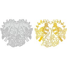 GLOBLELAND Rose Bird Wreath Hot Foil Plate for DIY Foil Paper Embossing Scrapbooking Decor Greeting Cards Making Wedding Invitation,Matte Platinum,6x5.2Inches