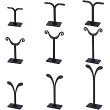 FINGERINSPIRE 9Pcs 3Styles Black Earring T Display Stand Plastic Jewelry Display Holder Tree Shape Earring Display T Stand Sets with Different Sizes for Photography Jewelry Props