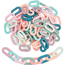 SUPERFINDINGS 80Pcs 8 Colors Oval Acrylic Linking Rings Quick Link Connectors Twist Acrylic Chain Link for Earring Necklace Eyeglass