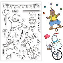 GLOBLELAND Circus Bear Silicone Clear Stamps Cute Cartoon Animal Transparent Stamps for Birthday Easter Holiday Cards Making DIY Scrapbooking Photo Album Decoration Paper Craft