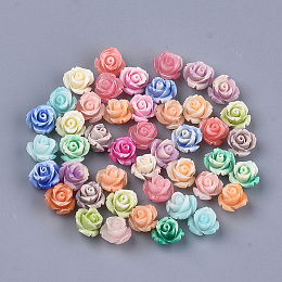 Honeyhandy Synthetic Coral Beads, Dyed, Flower, Mixed Color, 10x10.5x8mm, Hole: 1mm