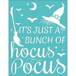 OLYCRAFT 2pcs 8.5x11 Inch Halloween Self-Adhesive Silk Screen Stencils Reusable Hocus Pocus Stencils Witch Hat Printing Stencil Magic Broom Mesh Transfer for Painting on Wood T-Shirt Fabric Decoration