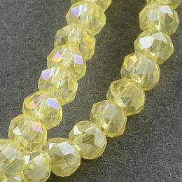 Honeyhandy Electroplate Glass Beads Strands, AB Color Plated, Faceted Rondelle, Champagne Yellow, 3x2mm, Hole: 0.5mm, about 165~170pcs/strand, 16.7 inch