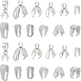 UNICRAFTALE About 120pcs Snap on Bails Stainless Steel Pinch Bails Pendant Bails Connectors Charms Clasps for DIY Dangle Charms Jewelry 6-14mm