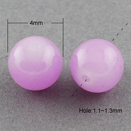 Honeyhandy Imitation Jade Glass Beads Strands, Spray Painted, Round, Violet, 4mm, Hole: 1.1~1.3mm, about 200pcs/strand, 31.4 inch