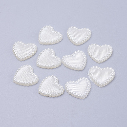 Honeyhandy Acrylic Pearl Cabochons, Dyed, Heart, White, 13.5x14x2mm