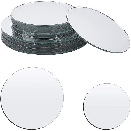 Flat Round Shape Glass Mirror, for Folding Compact Mirror Cover Molds, White, 76~100x1.5mm; 20pcs/set