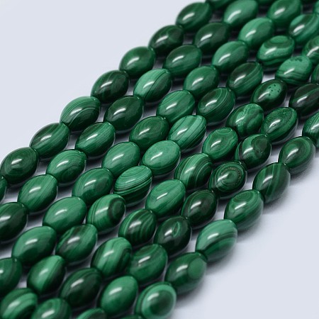 ARRICRAFT Natural Malachite Beads Strands, Oval, 9~10x6~8mm, Hole: 0.8mm, about 45pcs/strand, 15.5 inches(39.5cm)
