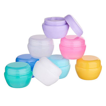 30g PP Plastic Refillable Cream Jar Sets, with Screw Lid & Inner Cover, Empty Portable Cosmetic Containers, Mushroom, Mixed Color, 5.15x3.95cm; Capacity: 30g; 2pcs/color, 16pcs/set