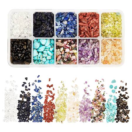 ARRICRAFT Natural & Synthetic Mixed Gemstone, No Hole/Undrilled, Chips, Mixed Dyed and Undyed, 3~9x1~4mm, 270~300g/box
