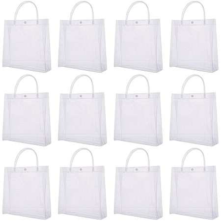 NBEADS 12 Pcs Clear PVC Bags, Handbag Transparent Snap Bag Clear PVC Storage Bags for Birthday Wedding Party, 13