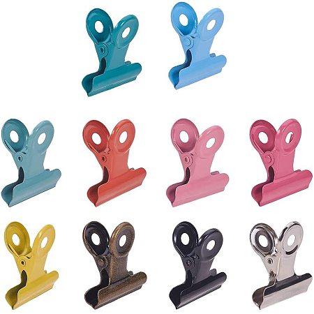 Arricraft 20 pcs 10 Colors Metal Bulldog Clips Hinge Clips Bag Clips Air Tight Sealing Clips for Paper Organizers Photo Home Office Decoration