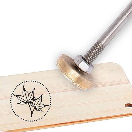 OLYCRAFT Wood Branding Iron BBQ Heat Stamp with Brass Head and Wood Handle for Wood, Leather and Most Plastics - Maple Leaves